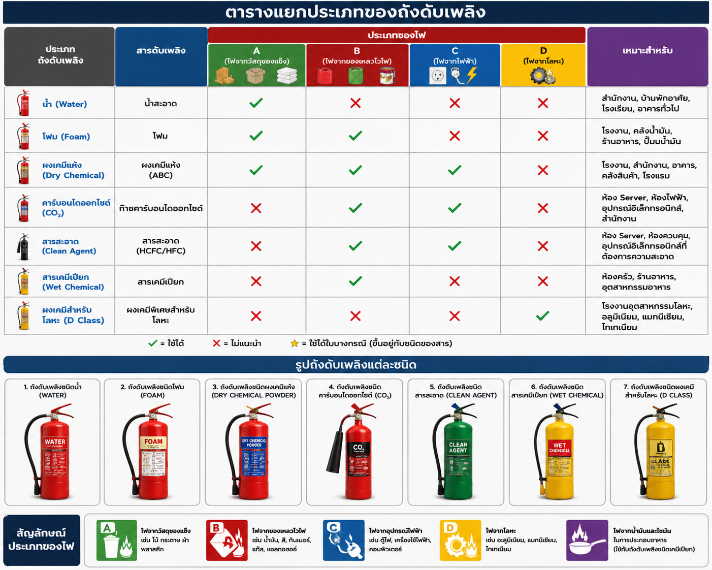 การเลือกใช้ถังดับเพลิง   
Fire Extinguishing Equipment